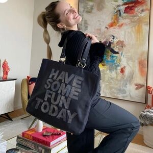 Leather Have Some Fun Today Navy Josie Tote Bag